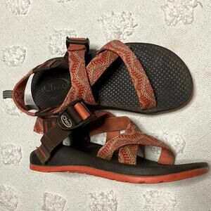 Chaco Kids Size 2 Sandals Orange Brown Strappy Hiking Outdoor Ecotread